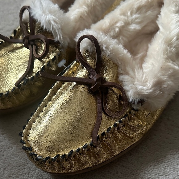 J.Crew Gold Moccasin Slippers! - Picture 2 of 6